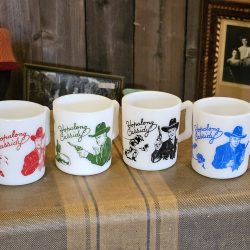 Hopalong Cassidy Milk Glass Mug Set