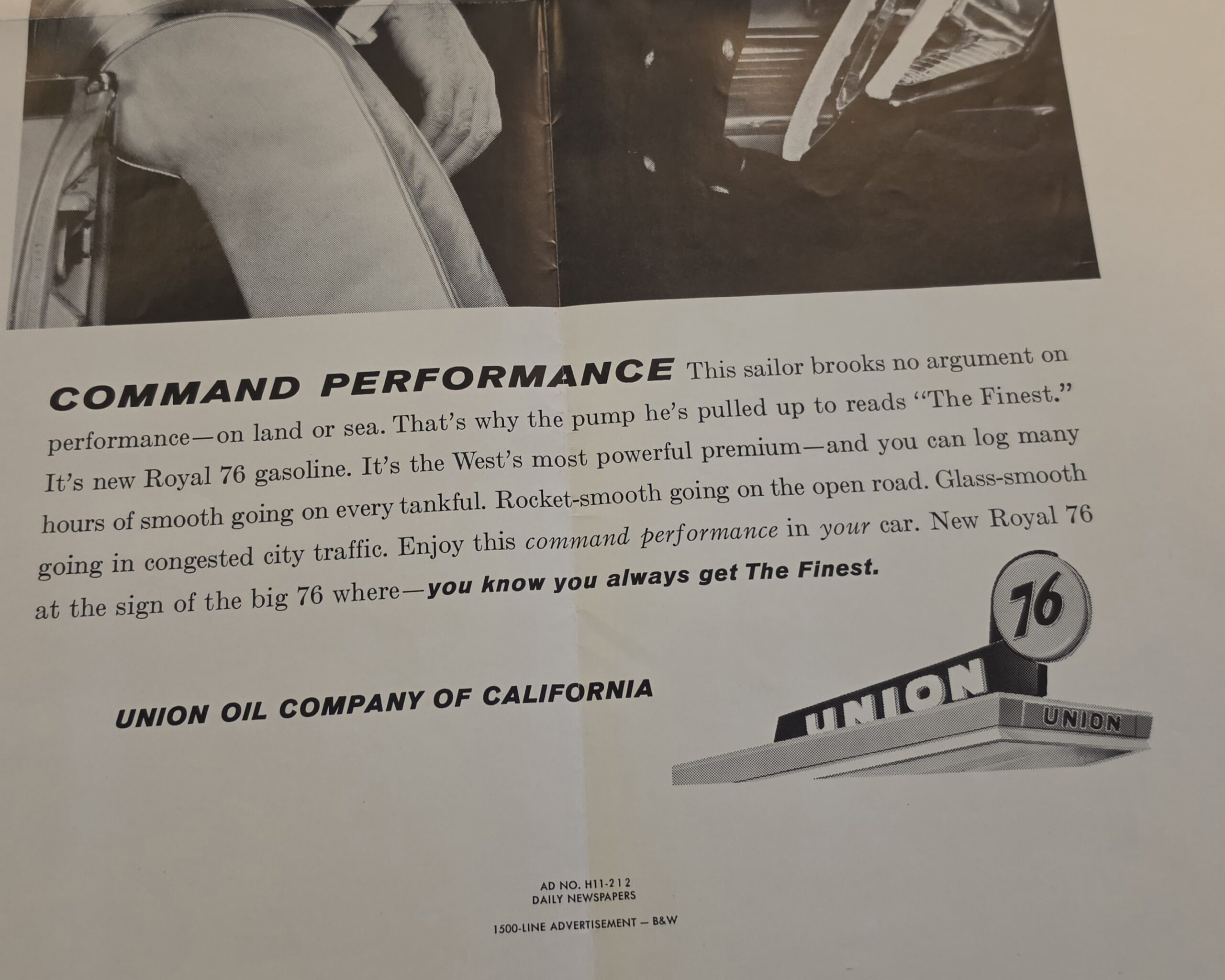 Union 76 Command Performance Paper Ad Bottom