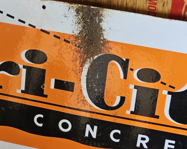 Tri-City Concrete Porcelain Sign Middle Issue