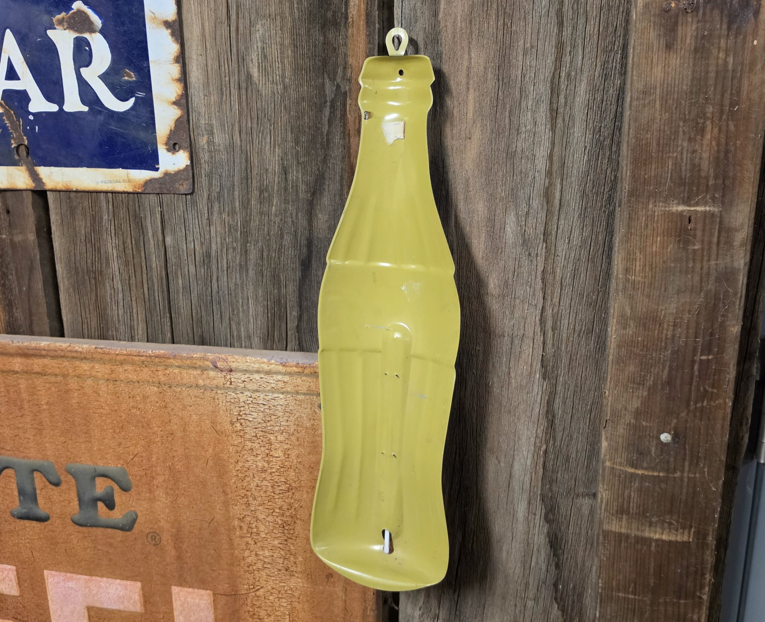 Coca-Cola Bottle Metal Thermometer Back