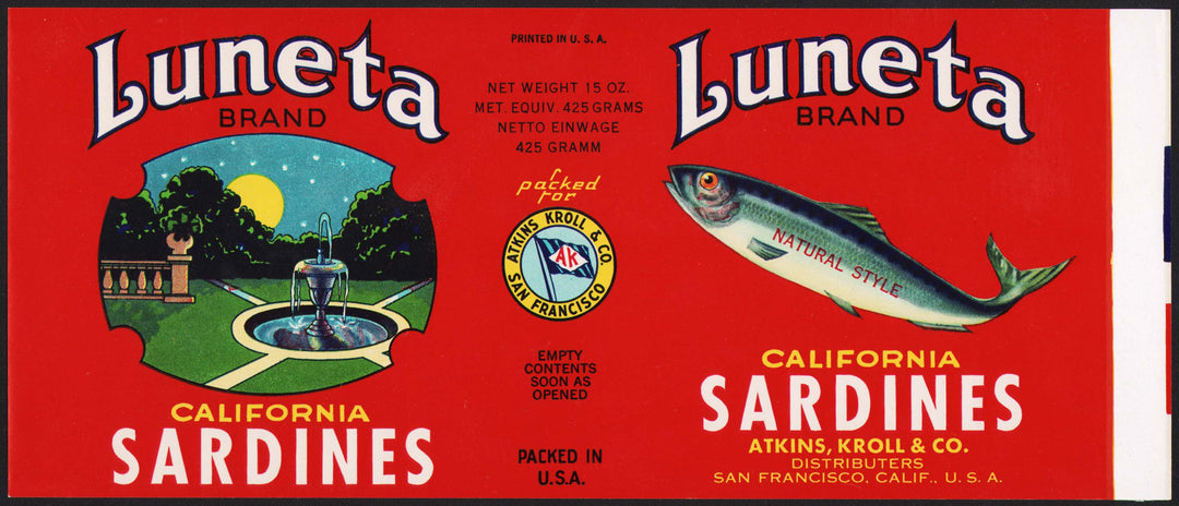 Luneta California Sardines Paper Label