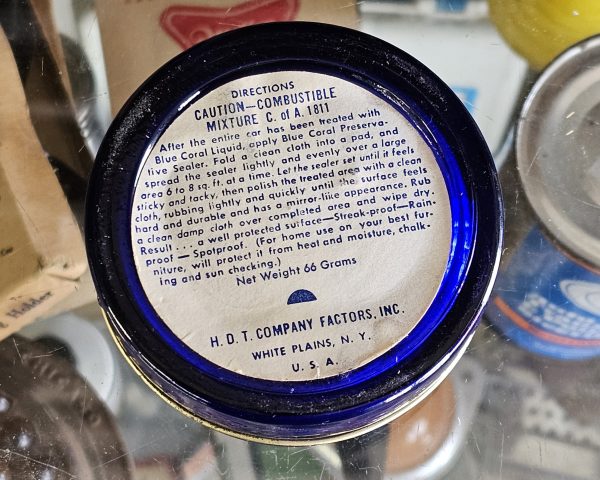 Blue Coral Preservative Sealer Jar Directions Label