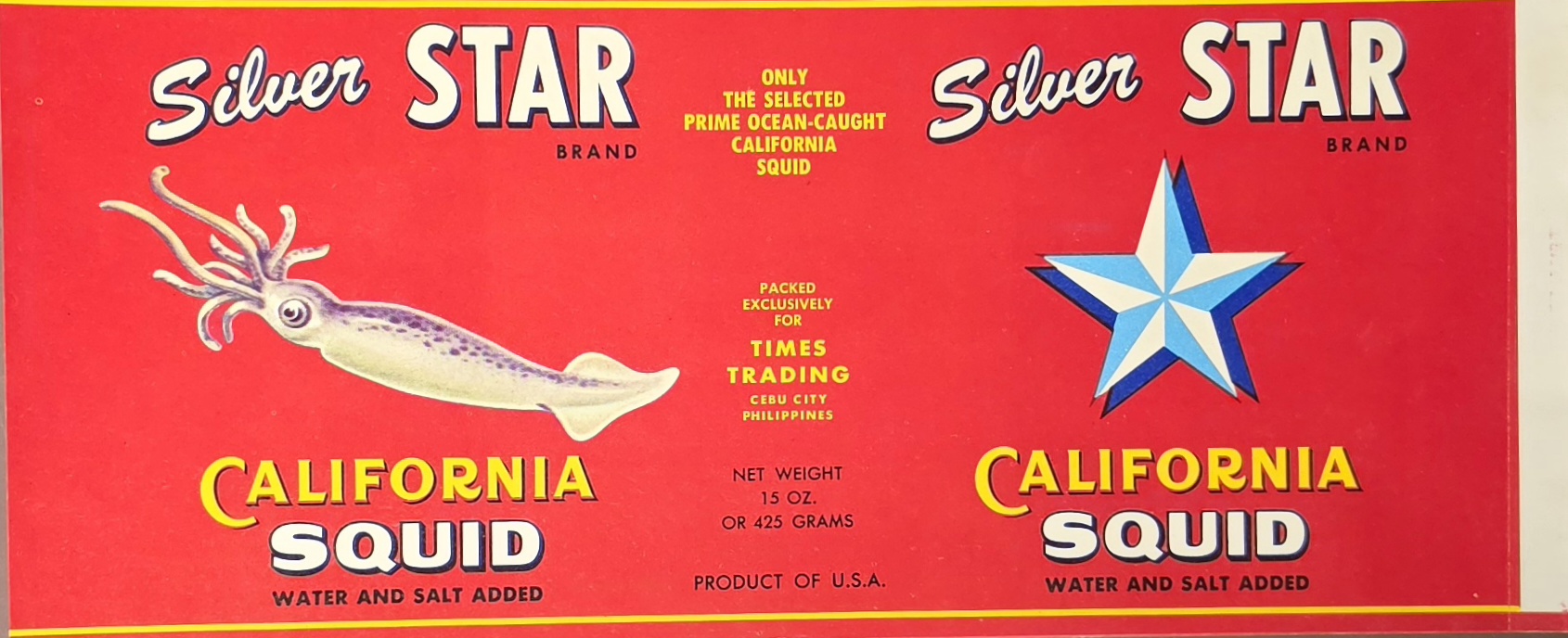Silver Star California Squid Label