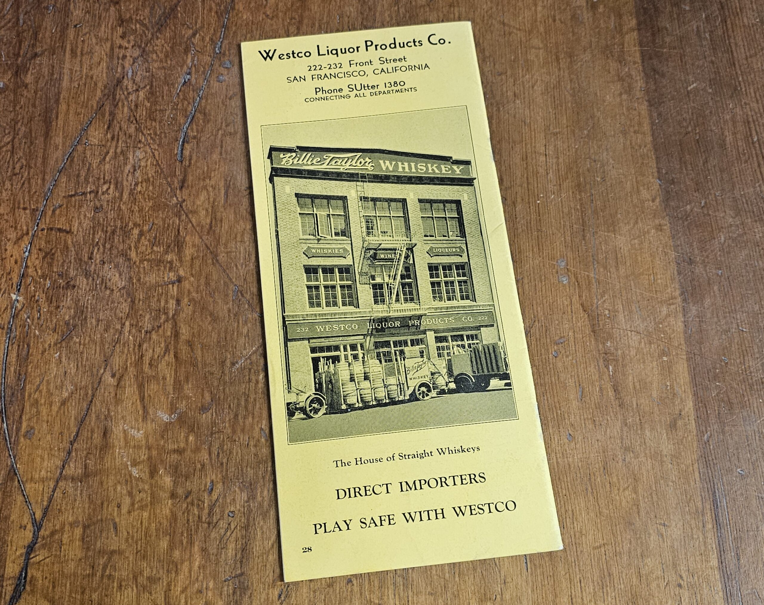 Westco Liquor Products Co Catalog Back