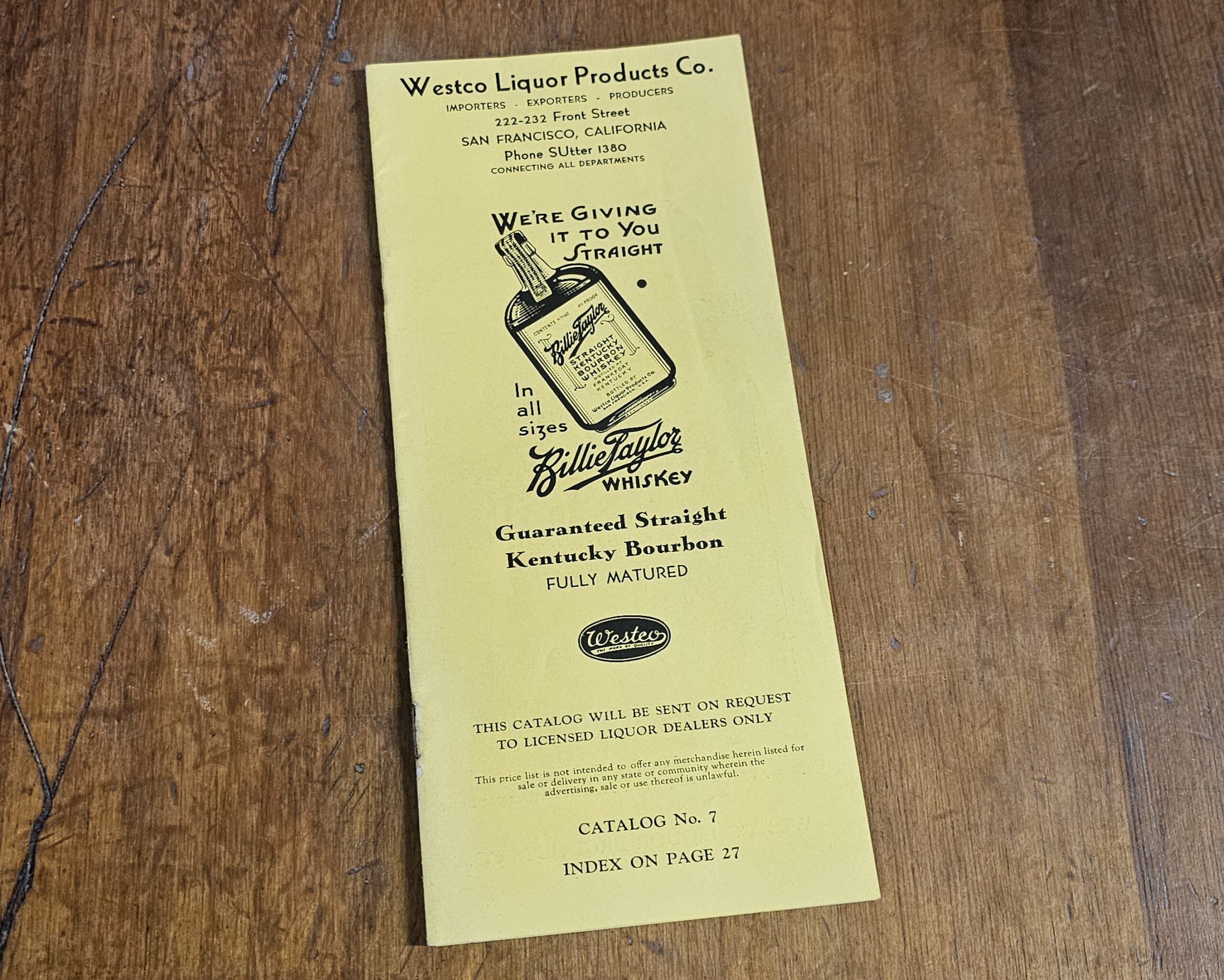 Westco Liquor Products Co Catalog