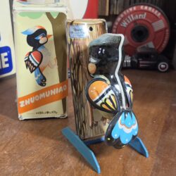 Woodpecker Wind-Up/Friction Tin Litho Toy