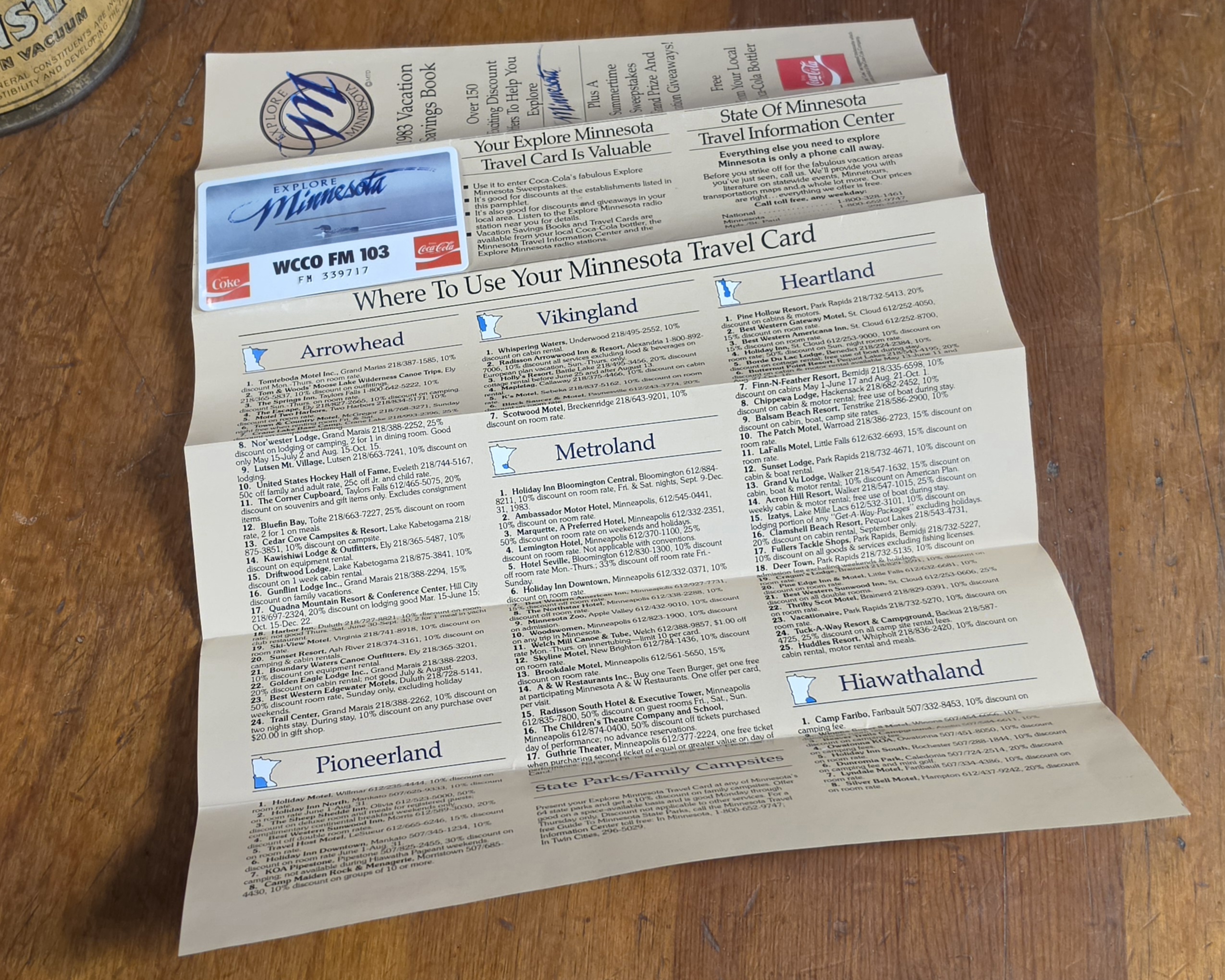 Coca-Cola Minnesota Vacation Savings Book Open Back