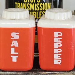 Lustro Ware Red & White Salt & Pepper Shakers Small