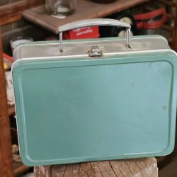 Grey Green Metal Lunchbox