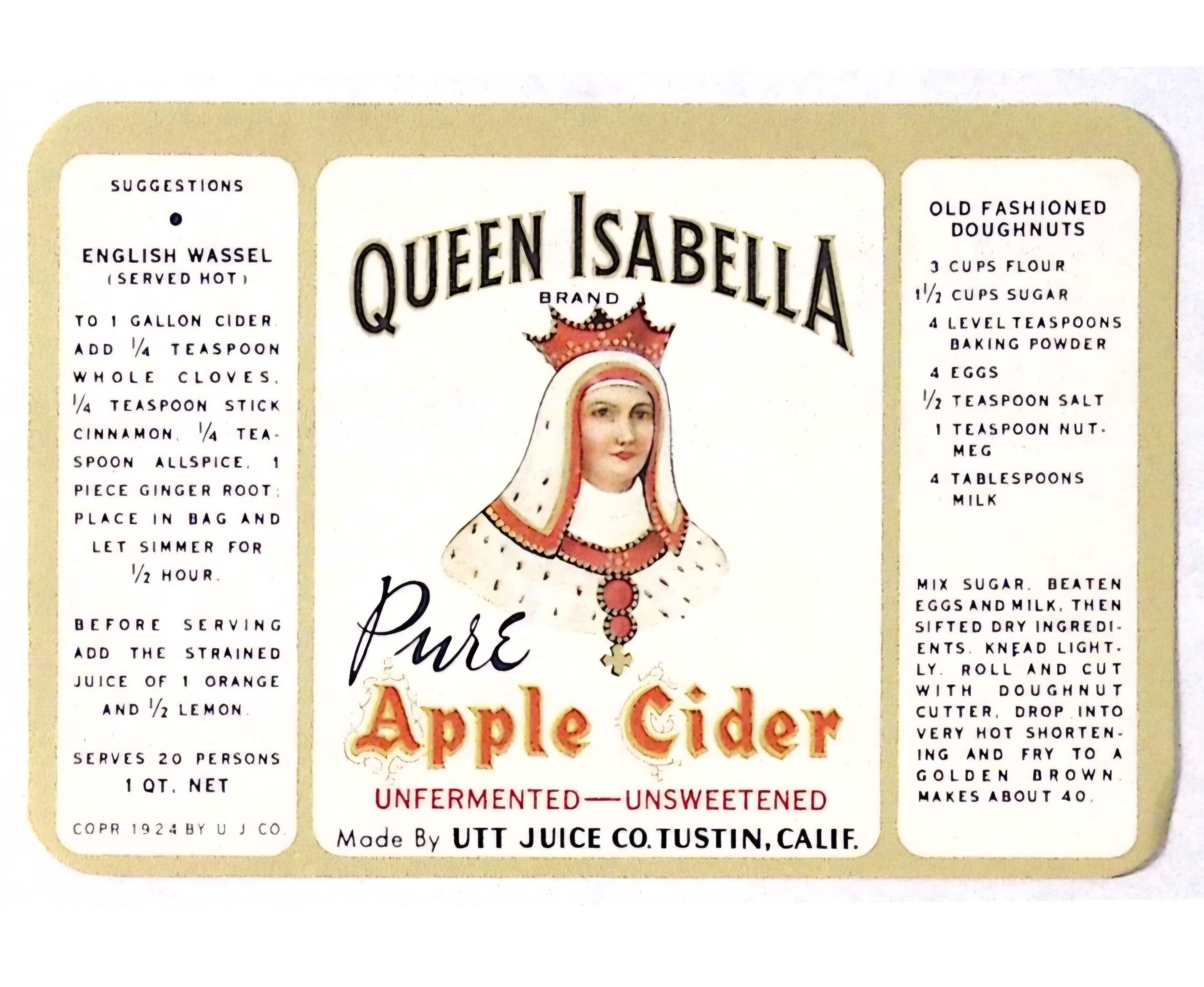 Queen Isabella Apple Cider Bottle Label