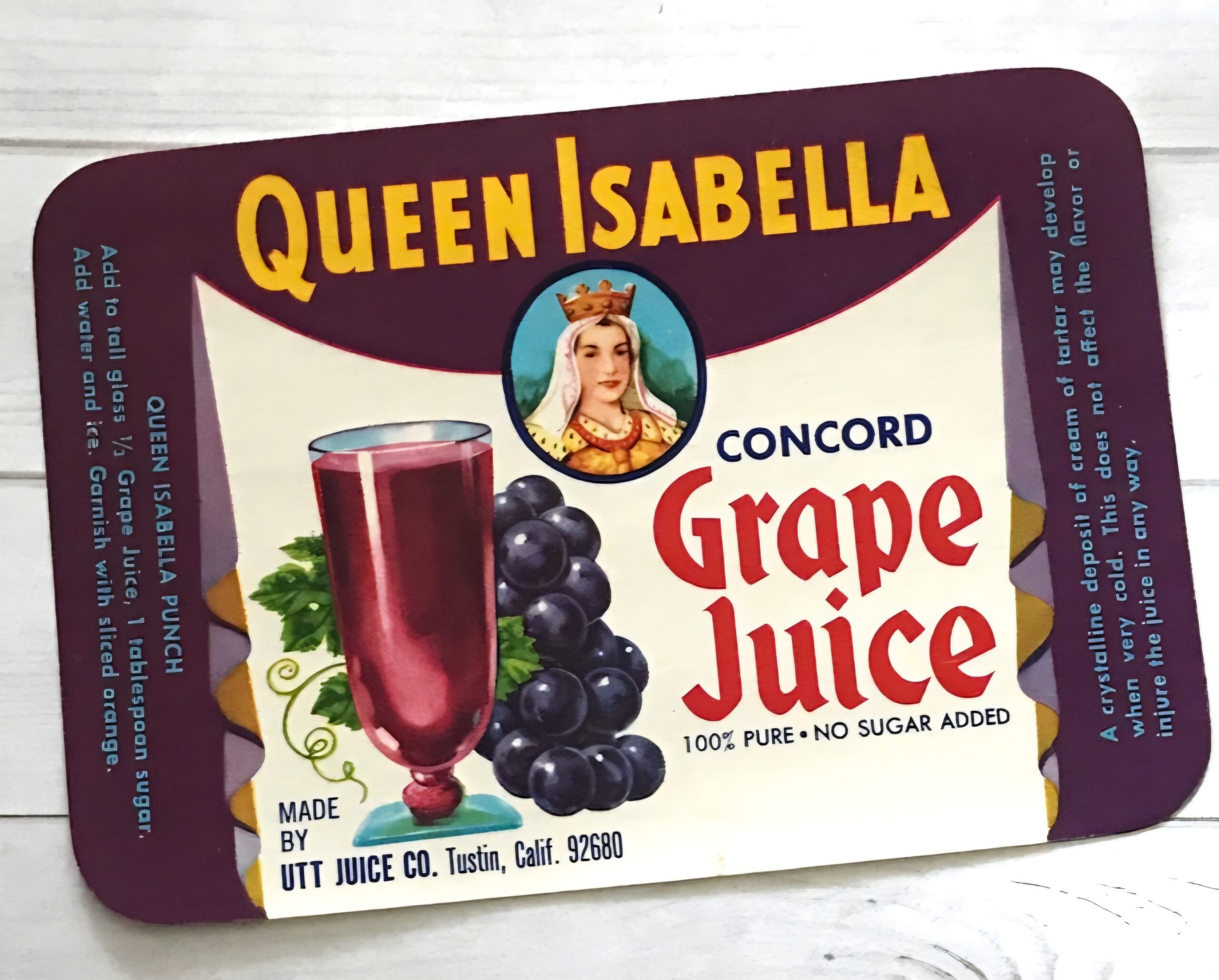 Queen Isabella Concord Grape Juice Bottle Label - Image 2
