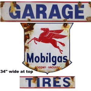 Mobilgas Garage & Tires Sign