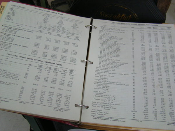 Ford Truck And Optional Equipment Confidential Dealer Price Book Sheets