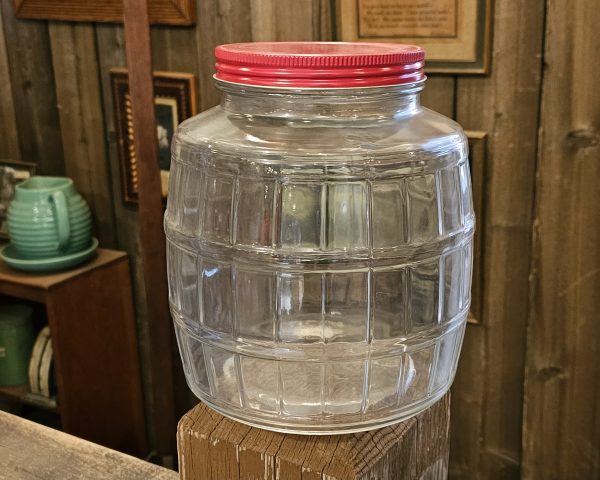 Kitchen Countertop Jar Red Lid Back