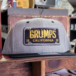 Grumps Snap Back, California License Plate 1953 Black/Light GreyGrumps Snap Back California License Plate 1953 Black Light Grey 