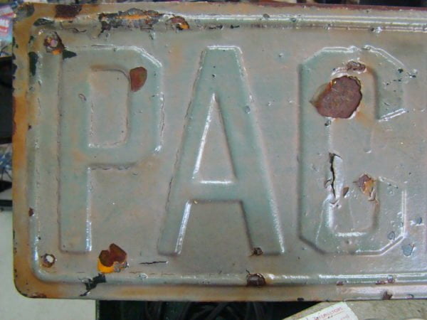 Pacific Oil Company Embossed Metal Sign Left