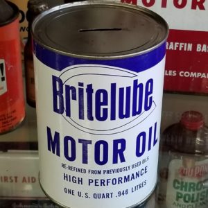 Britelube Motor Oil Cardboard Display Can Bank, Quart