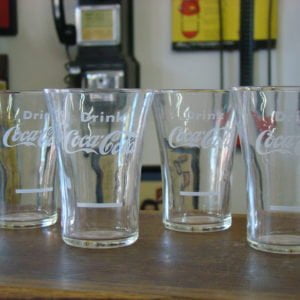 Drink Coca-Cola Glass With Syrup Line, New Old Stock Set Of 4