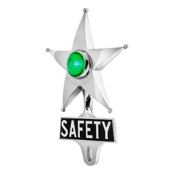 Safety Star License Plate Topper Green Lit