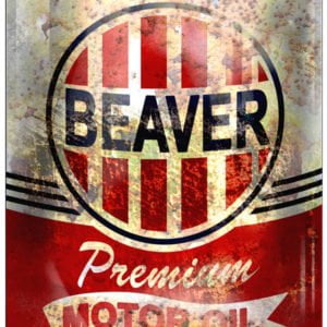 Vintage Beaver Motor Oil Can Cutout