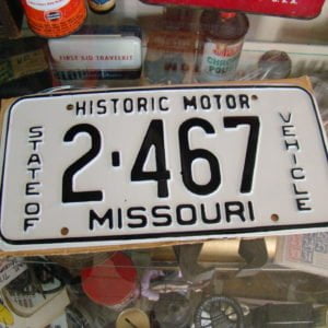 State Of Missouri Historic Motor Vehicle License Plates