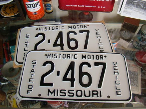 State Of Missouri Historic Motor Vehicle License Plates Pair