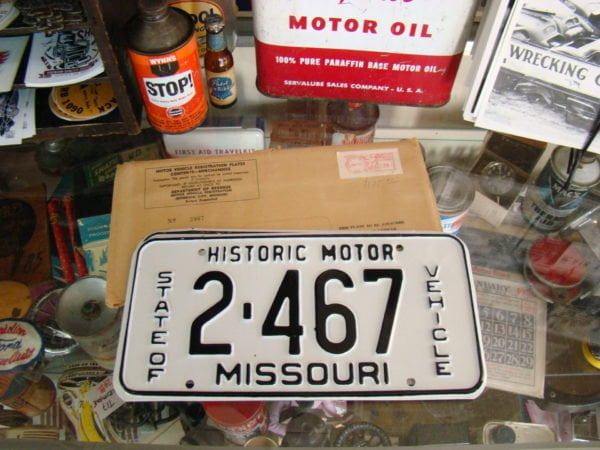 State Of Missouri Historic Motor Vehicle License Plates With Envelope