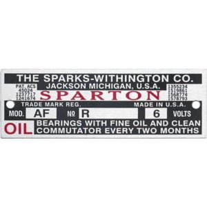 1928-31 Sparton Horn Data Plate