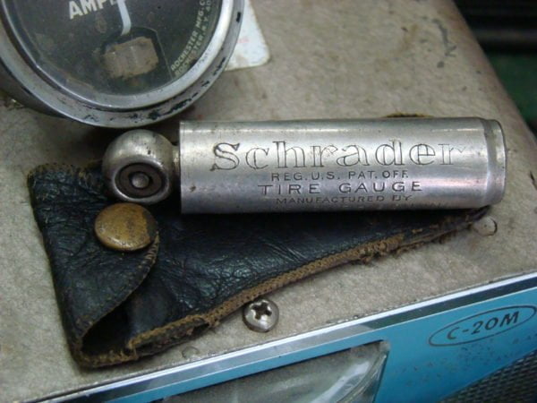 Schrader Tire Gauge With Leather Holder