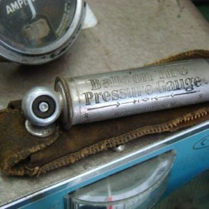 Schrader "Balloon Tire" Tire Gauge With Leather Holder