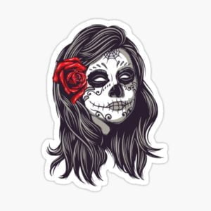 Sugar Skull Lady Pin-Up Sticker