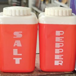 Lustro Ware Red White Salt Pepper Shakers