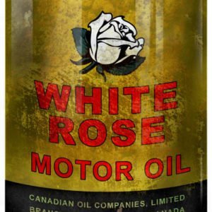 Vintage White Rose Motor Oil Can Cutout