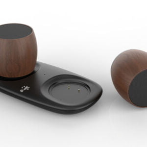 TekNmotion Bluetooth Stereo Speakers With Charging Station, Walnut