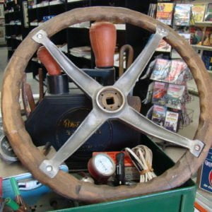 Vintage 4-Spoke Wooden Steering Wheel