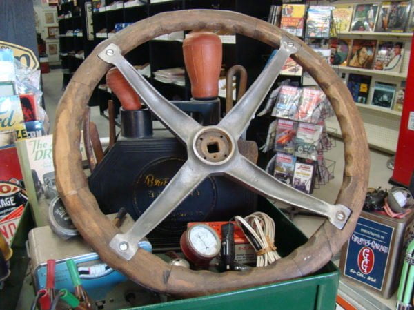 Vintage 4-Spoke Wooden Steering Wheel