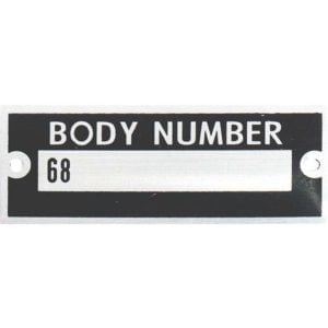 1936 Body Number Plate