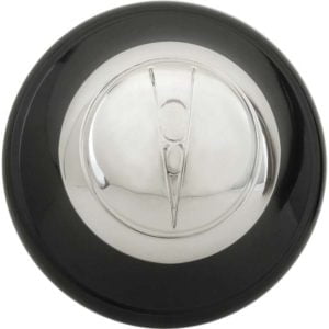 1936 Hubcap V8 Embossed, Black With Stainless Center