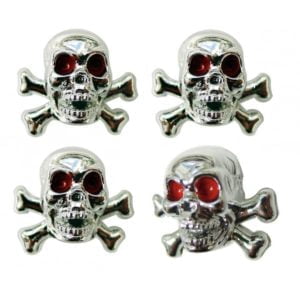 Skull Valve Caps, Chrome