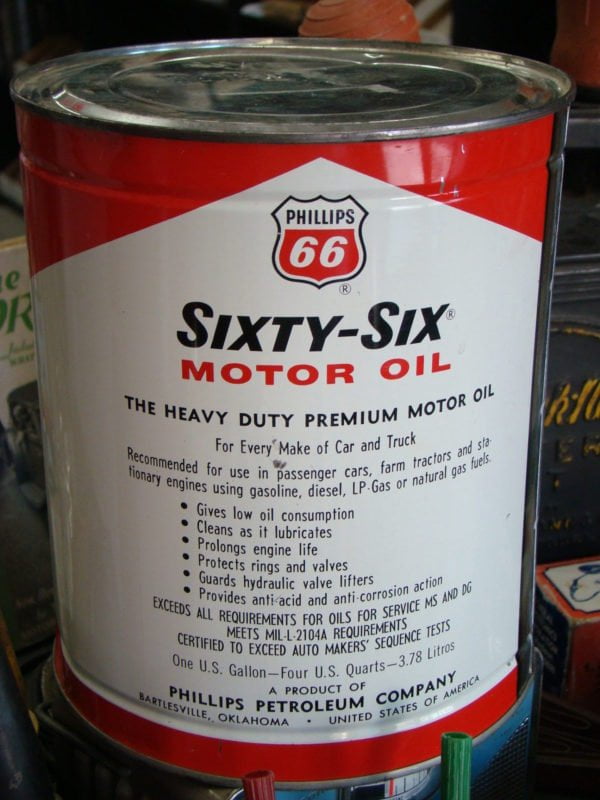 Phillips 66 'Sixty-Six Motor Oil Can Back