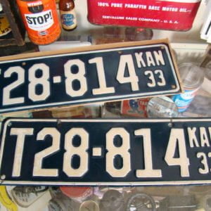 1933 Kansas License Plates (T28-814) New Old Stock