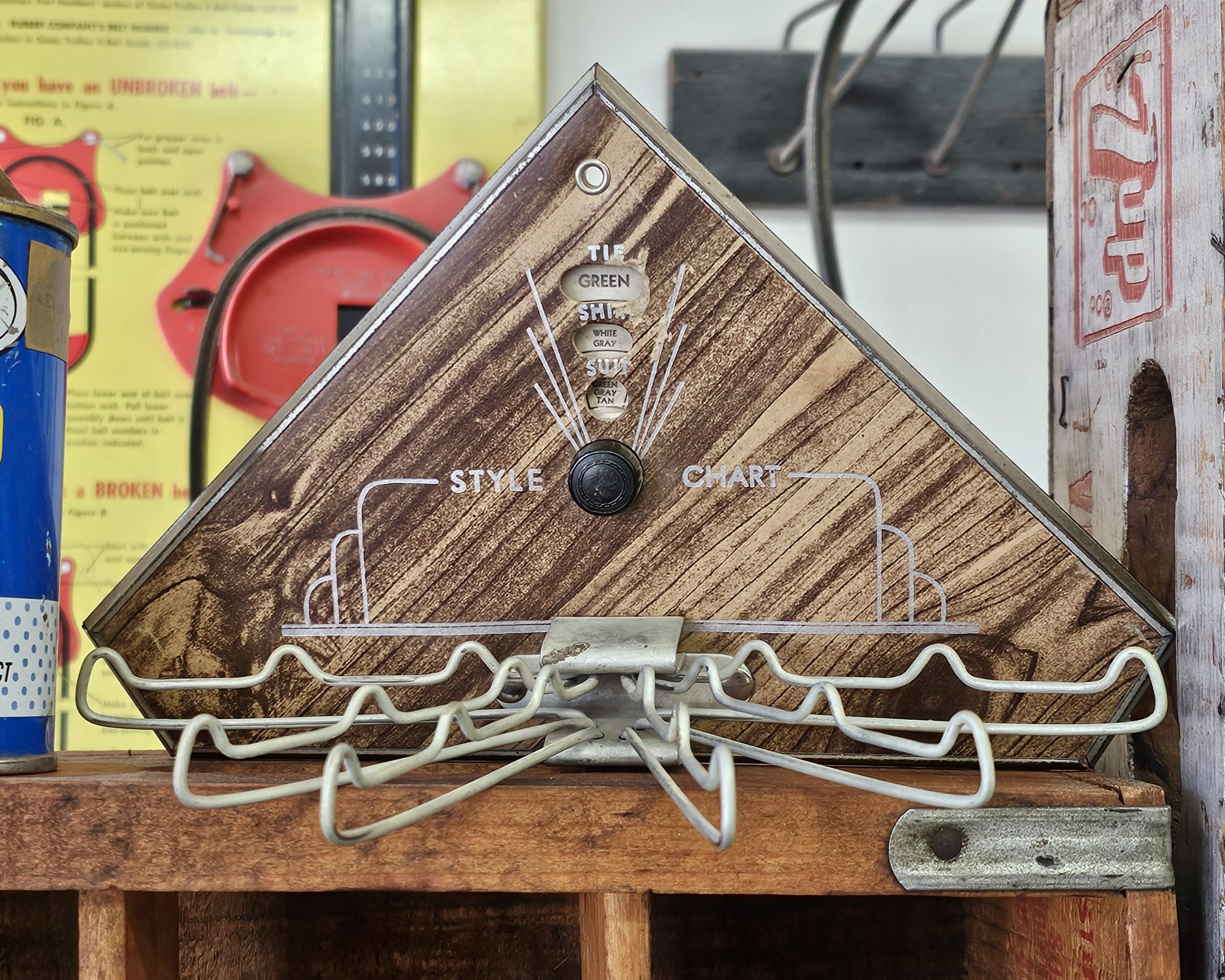Mid-Century Tie Rack With Style Chart