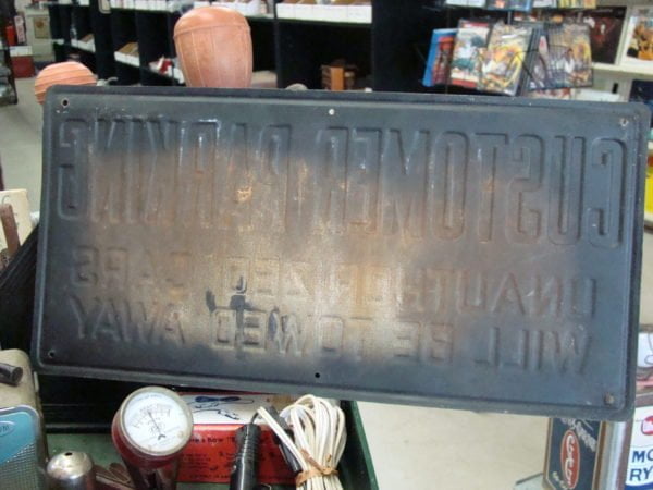 Customer Parking Embossed Vintage Sign Back