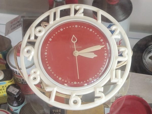 Telechron Red & White Electric Wall Clock