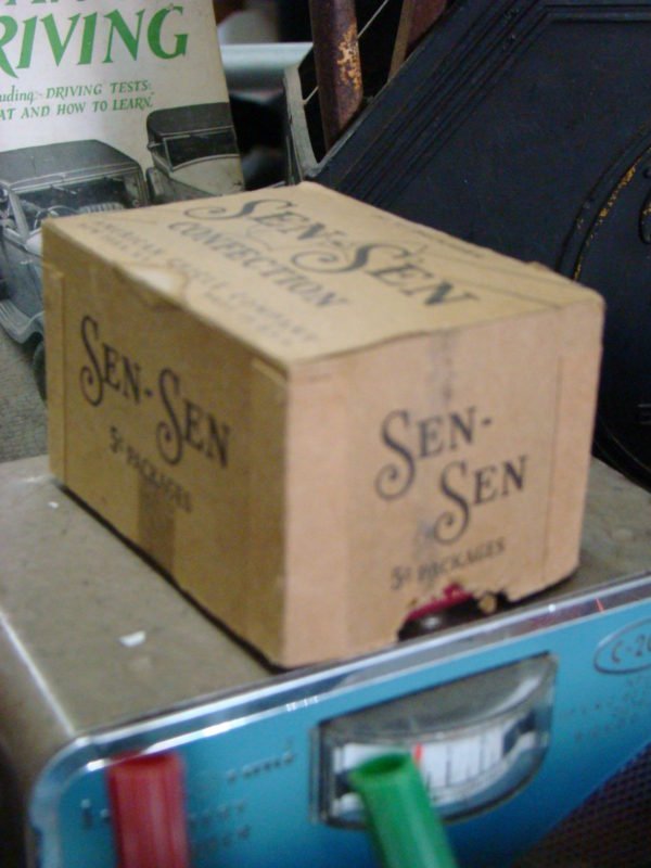 Sen-Sen Confection Display With Cardboard Box Closed