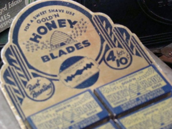 Gold'n Honey Shaving Blades RARE Small Store Display Label