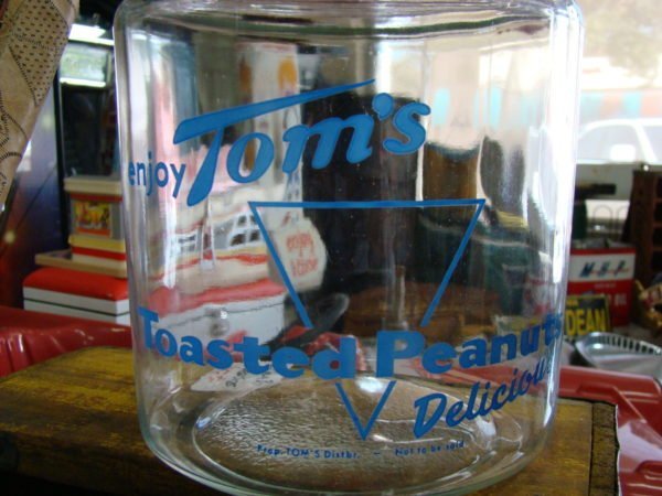 Enjoy Tom's Toasted Peanuts Delicious Glass Jar Body