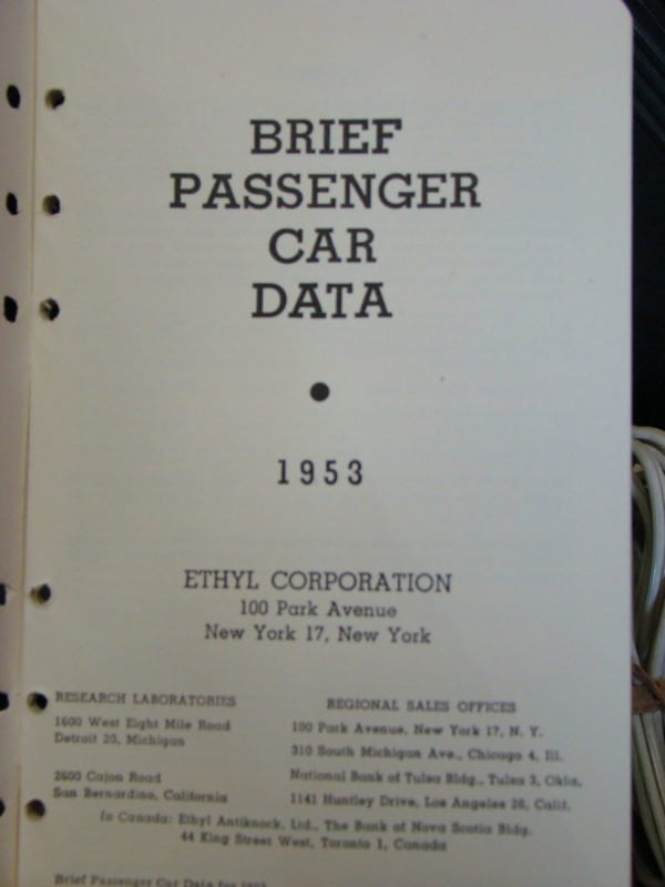 Union Oil Minute Men Brief Passenger Car Data 1953 Inside