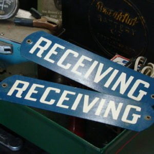 Vintage 'Receiving' Heavy Tin Sign