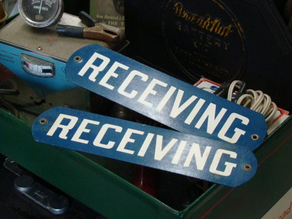 Vintage 'Receiving' Heavy Tin Sign